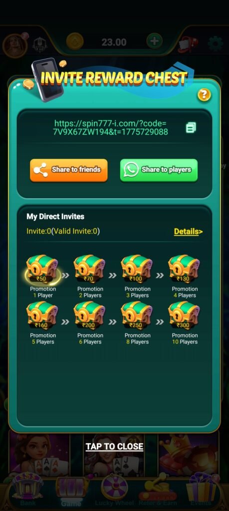 How to share and earn money from Spin777 Apk?