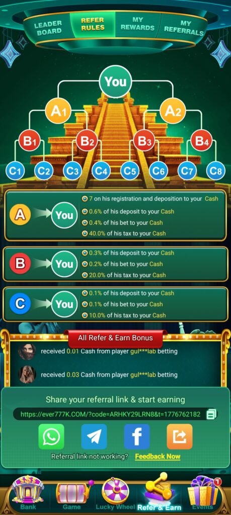 Ever 777 Apk game को share कर paise कैसे कमा सकते है?