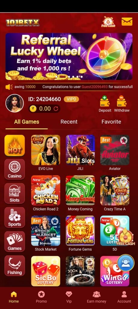 How to earn money from 101 Betx Apk?