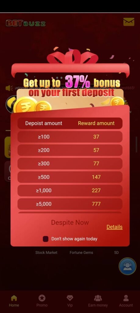 How to create account and transfer money in Betbuzzin Apk?